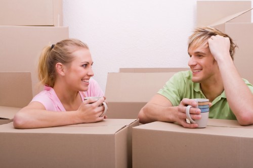 Loading furniture and boxes into a hired removal truck