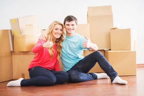 Student boxes being loaded for transport in West London