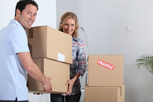 Assorted moving boxes and packing materials for local relocation
